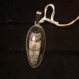 Sterling Silver Orthosaurus Fossil Pendant